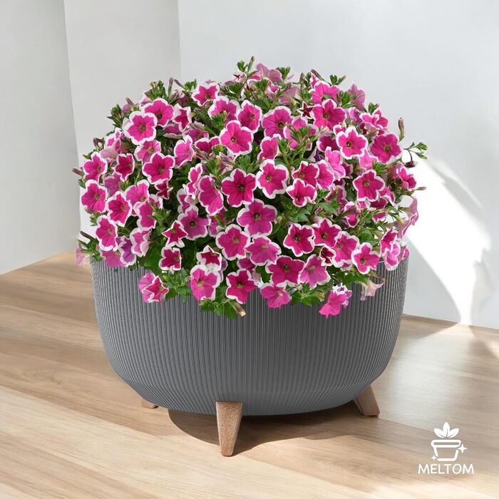 Квітковий горщик MELTOM з ніжками-вставкою, горщик для трав, еко-перероблений (антрацит, XL - 47 см) XL - 47 см антрацит