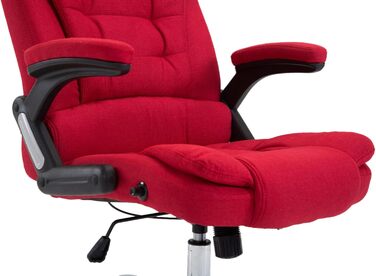 Крісло керівника CLP XXL Thor з тканинною оббивкою, максимальне навантаження 150 кг, офісне крісло з підлокітниками, регульована висота, обертове крісло з товстою оббивкою, колір червоний
