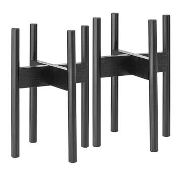 Набір з 2 бамбукових підставок для рослин Rubberneck - Регульовані бамбукові підставки для квіткових горщиків для використання в приміщенні та на вулиці - Чорний, 2 шт. Чорний