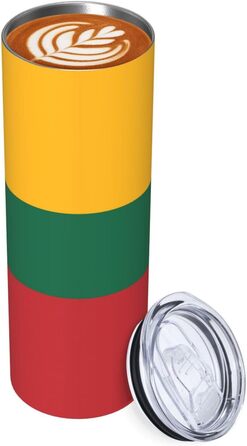 Кухоль з прямою трубочкою, дизайн литовський прапор, друкований, дорожній кухоль, підходить для кемпінгу, офісу та дому, 590 мл