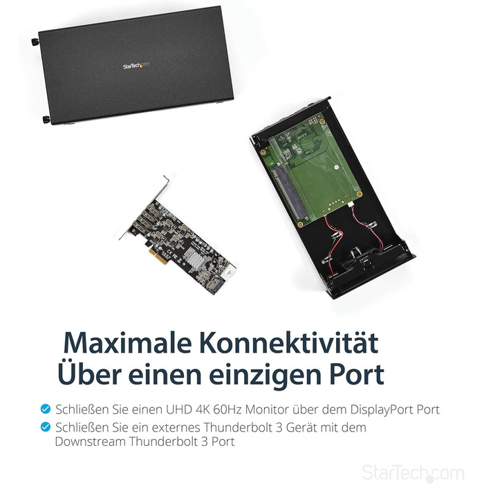 Корпус розширення, зовнішній корпус з одним слотом PCI Express, блок PCIe для ноутбуків/десктопів/моноблоків, вихід 5K/4K через порти TB3/DP, сумісний з TAA (TB31PCIEX16) Один PCIe, 3 PCIe