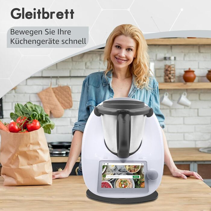 Акрилова розсувна дошка для Thermomix TM6 TM5, акрилова повстяна ковзаюча дошка для кухонного комбайна Thermomix Vorwerk TM6 Аксесуари Pad Board захищає стіл Швидкорухається дошка (глянцевий чорний)