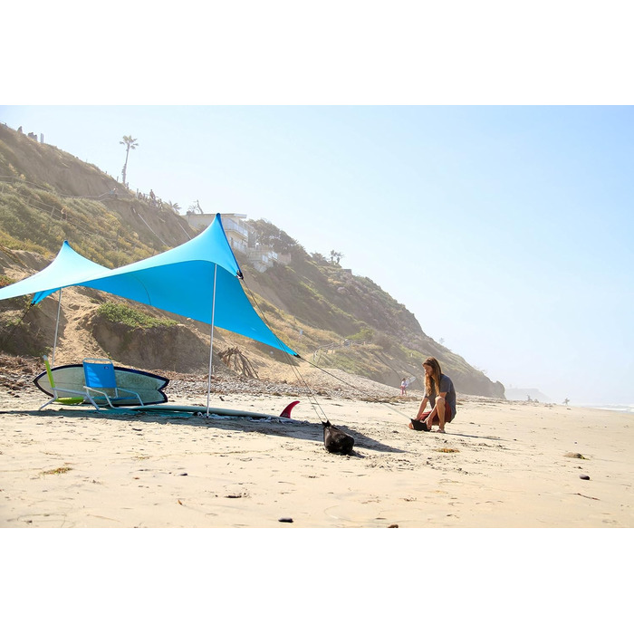 Пляжний намет Neso Grande, висота 2,1 м, 2,8 м (9 футів) x 2,8 м (9 футів), посилені кути та відділення-холодильник (колір) бірюзовий