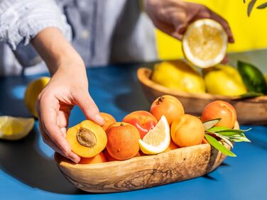 Набір з 2 багетів з оливкового дерева Миска для хліба - Миска для закусок подовжена - Сільська дерев'яна миска - Декоративна миска