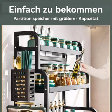 Постійна полиця для спецій з 3 ярусами, підставка для спецій з нержавіючої сталі, органайзер для спецій великої місткості, чорна кухонна полиця, для зберігання на кухонній стільниці, 3 яруси, стояча, чорний колір