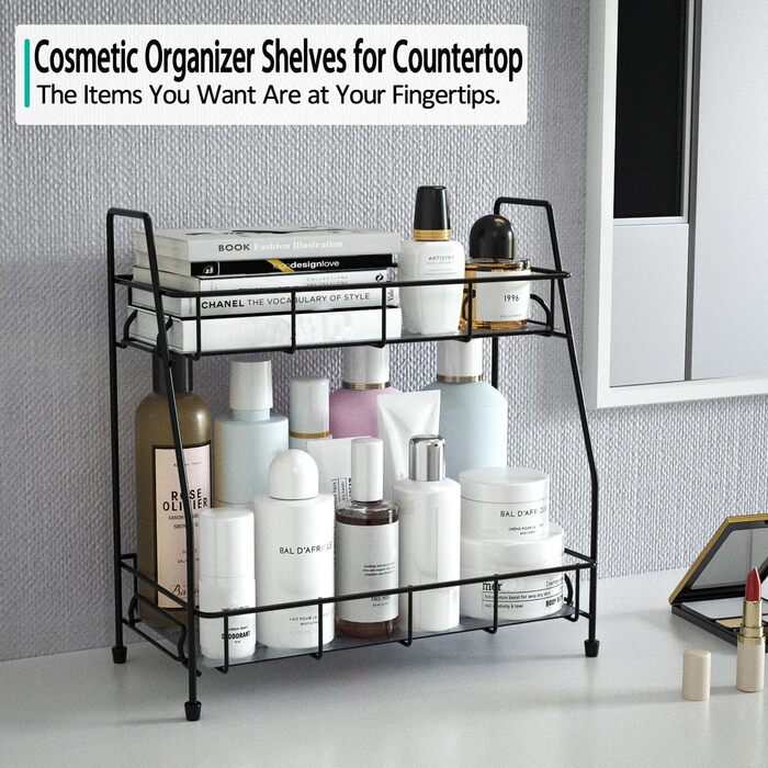 Рівневий стоячий органайзер для спецій, металева підставка для спецій, кухонна стійка, тримач для спецій, для кухонної шафи, ванної кімнати, чорний, 2-