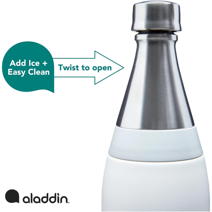 Пляшка для пиття Aladdin Fresco Thermavac з нержавіючої сталі 0,6 л, колір Сніжинка Білий герметичний термос зберігає холод понад 10 годин пляшка для води без бісфенолу А можна мити в посудомийній машині