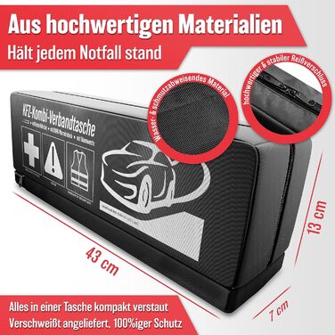 Аптечка 3 в 1 Car 2024 може бути використана і протестована по всій Європі (відповідає StVO) I Автомобільна комбінована сумка з по