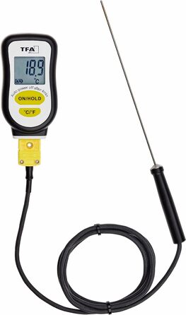 Цифровий термометр TFA Dostmann Sous-Vide з зондом проникнення з нержавіючої сталі, 14.1552.01, в т.ч. спінена стрічка для герметизації, чорний, L 42 x Ш 21 x H 78 мм