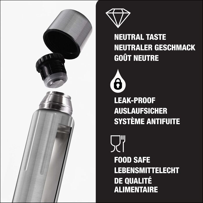 Ізольована пляшка для води - Термос IBT з дорогоцінним камінням - З чашкою - Герметична - Легка як пір&39їнка - Без BPA - Нержавіюча сталь 18/8 - 0,5 л / 0,75 л / 1,1 л Селеніт 1,1 л