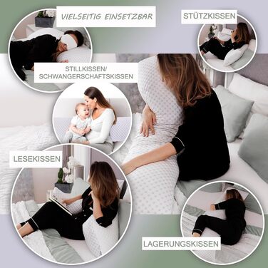 Подушка для сну на боці з чохлом 40 x 145 см - охолоджувальна подушка для вагітних - подушка для годування з піною з ефектом пам&39яті - ортопедична подушка - подушка для вагітних - подушка для тіла - подушка для сну