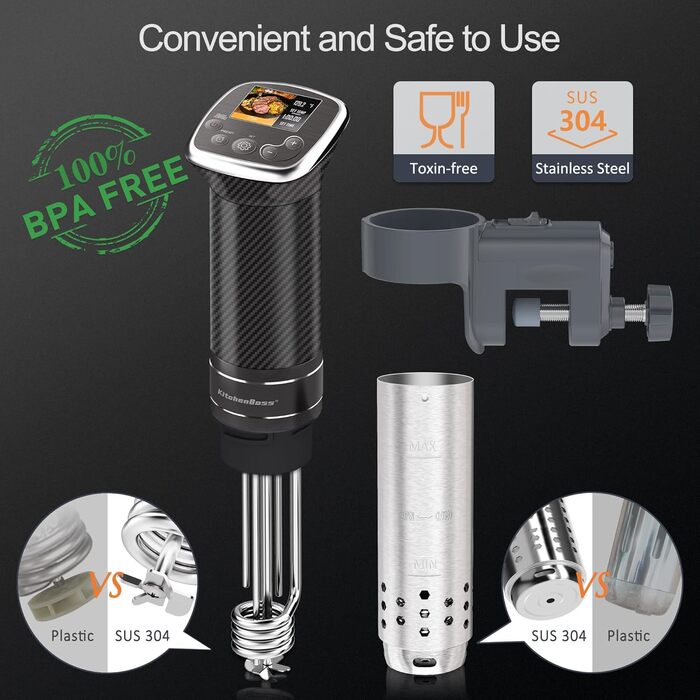 Кухонна плита Sous Vide Stick Precision Cooker Більш точна Точна каструля G322T Налаштування температури IPX7 Водонепроникний світлодіодний дисплей Занурювальний занурювальний цикулятор 3D циркуляція Ультра тихий