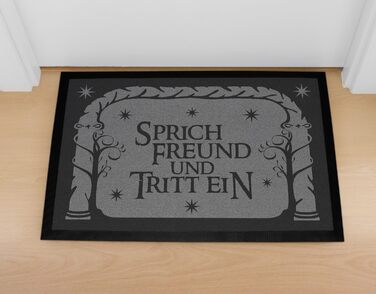 Килимок для дверей MoonWorks з написом &quotSpeak Friend and Step In&quot Пароль Цитата з фільму Фентезі Нековзний та миється Чорний 60x40 см Speak Friend Black