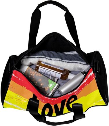 Спортивна сумка, маленька дорожня сумка, сумка для шопінгу та йоги, Любов це любов, сумка для фітнесу з барвистими смугами, ручна поклажа