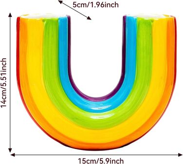 Райдужна декоративна ваза, Барвиста U-подібна ваза, Мила ваза для квітів, Райдужна ваза, Унікальна райдужна прикраса для центрального столу у вітальні, Ваза із смоли для прикраси квіткового столу.