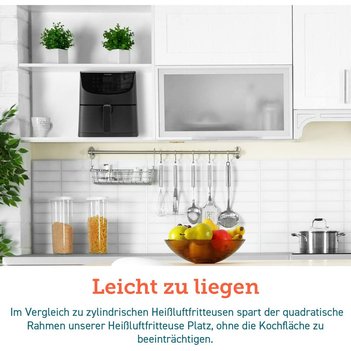 Фритюрниця та мультиварка COSORI 3,5 л, 13 програм, 1500 Вт, фритюрниця XL для 1-3 осіб, буклет з 100 німецькими рецептами, цифров