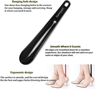 И, пластиковий ріжок, 26 см, ріжок для взуття чоловіки, жінки, люди похилого віку та дітей, портативний для подорожей, чорний/червоний, 1 розмір, 2 шт.