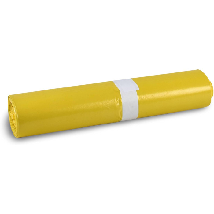 Сміттєві мішки HypaFol 120 л, 250 шт. , жовтий мішок Міцні сміттєві мішки для роздільного збору упаковки та пластику Кольорові сміттєві мішки для роздільного збору відходів Перероблений пластик з високою стійкістю до розривів