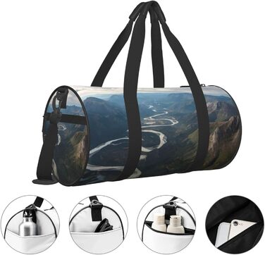 Спортивна сумка для подорожей, туристична сумка з принтом, сумка на нічліг, чорна, універсальний розмір