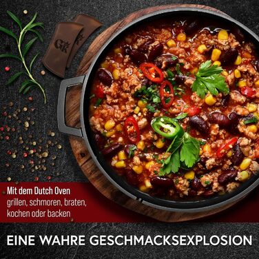 Голландська піч GUSSKNIG - чавунна каструля 2 в 1 4,8 л та чавунна сковорода 1,8 л - набір голландської печі з подвійною функцією