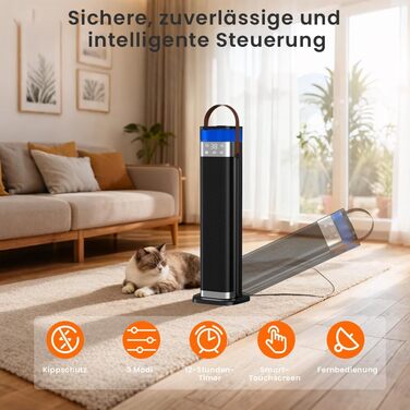 Тепловентиляторний обігрівач потужністю 2000 Вт із зволожувачем, енергозберігаючий та тихий керамічний баштовий обігрівач 70 з пультом дистанційного керування, 3 режими, 12-годинний таймер для вітальні, спальні та офісу
