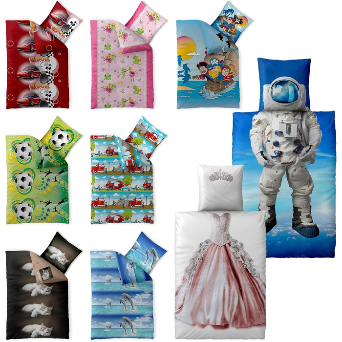 Дитяча постільна білизна 135 х 200 см 2-спальний бавовняний підодіяльник Space Astronaut синій 135 х 200 см бавовняний Renforc Spa