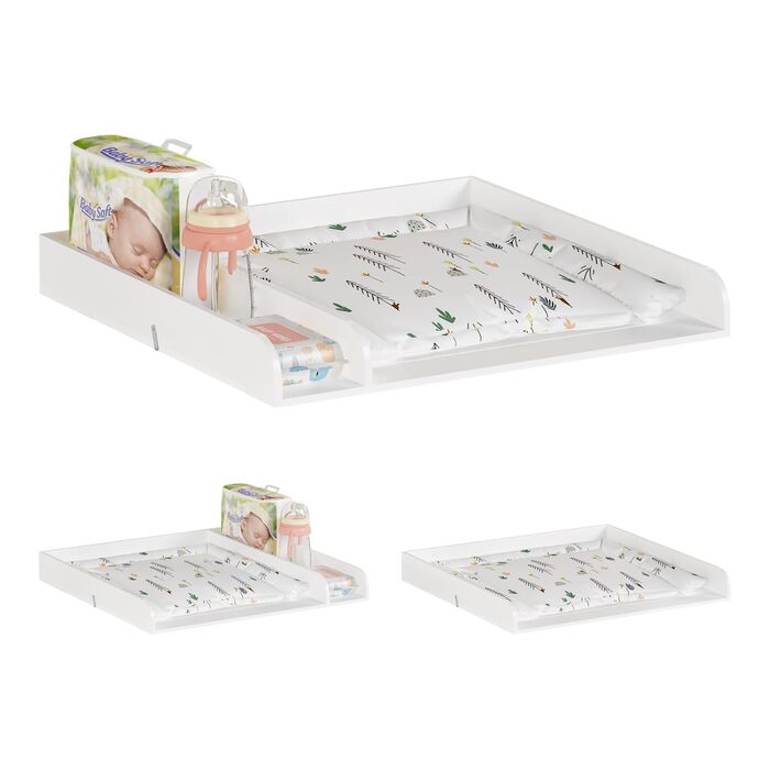 Пеленальний столик для дерев'яного комода, Пеленальний столик з перегородкою глибиною 48 см, Пеленальний столик для комода, Білий
