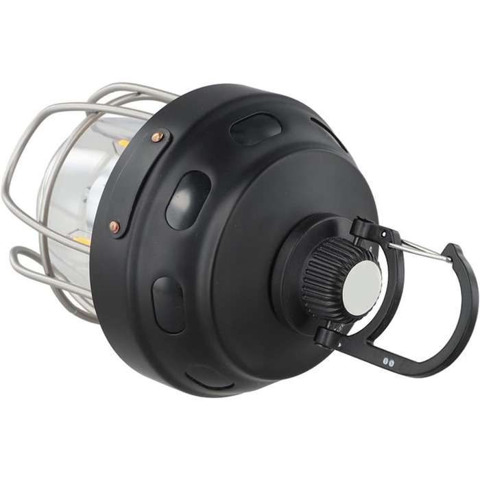 Акумуляторний кемпінговий ліхтар з акумулятором 2000 мАг, тепле/жовте світло, клас захисту IPX3, конструкція з алюмінію, сталі та ABS-пластику, для наметів та використання на свіжому повітрі (чорний)