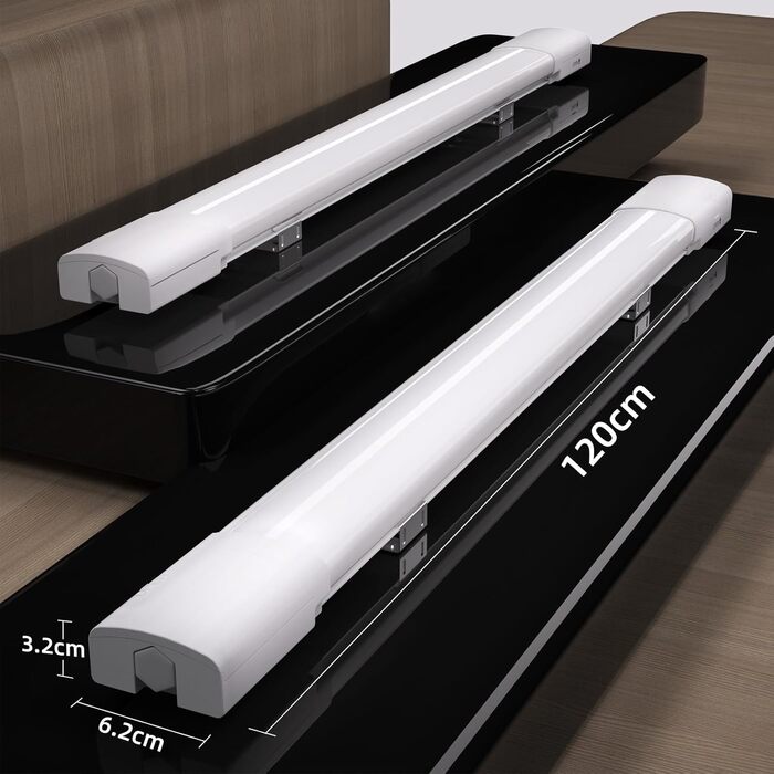 Світлодіодний світлодіодний світильник для вологих приміщень Modlicht 120 см з 36 Вт, 5000 К, холодний білий, 3960 люмен, ультратонкий стельовий світильник для вологих приміщень, плоский, водонепроникний, IP65, лампа для ванної майстерні для підвального г