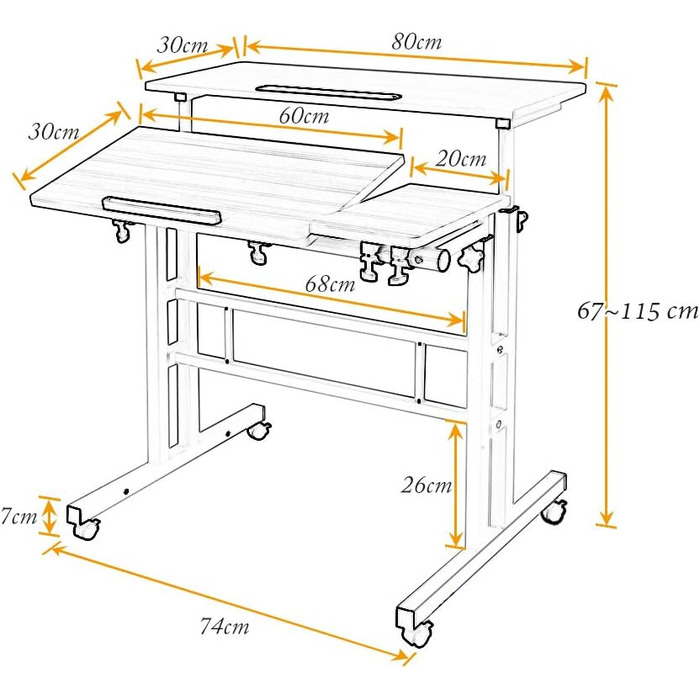 Комп&39ютерний стіл/стіл для ноутбука з регульованою висотою на колесах, мобільний стіл/стіл для ПК/стіл для ноутбука/підставка для ноутбука для дому та офісу, чорний