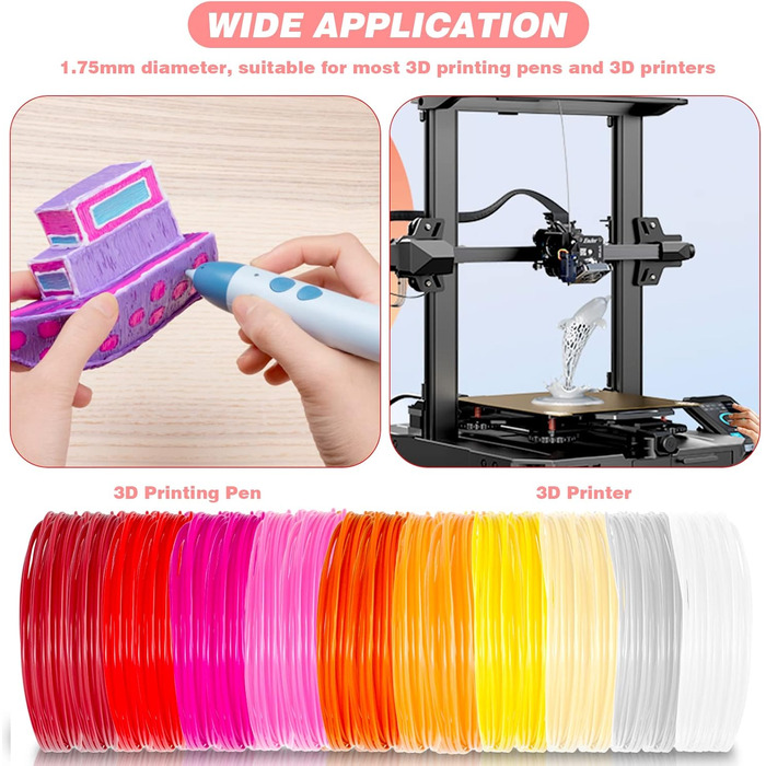 Набір кольорів 3D Pen, 5M заправок для 3D Pen для дітей і дорослих, Filament Accessories 3D Pen Filament for ODRVM, Tecboss, Lovebay 3D Printing Pen, 3D Pen Filament 20 Colours PLA Filament 1,75 mm