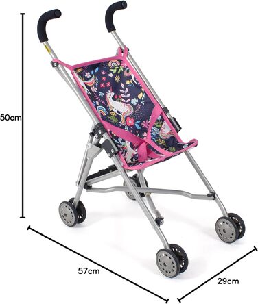 Коляска для ляльок Bayer Chic 2000 Roma, лялькова коляска, міні-лялька, єдиноріг, темно-синій, рожевий, 601-43, один розмір підход