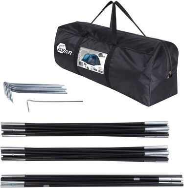 Ваш намет GEAR Tivano 5-місний купольний намет Вітальня Бічний вхід Вікно Висота 5000 мм УФ 50 Захист Синій сірий