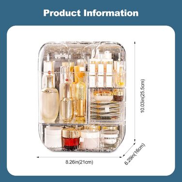 Портативний органайзер для макіяжу Galate Косметична коробка Коробка для зберігання косметики Органайзер для краси Ванна кімната/Спальня (прозорий-B) (без намистин)