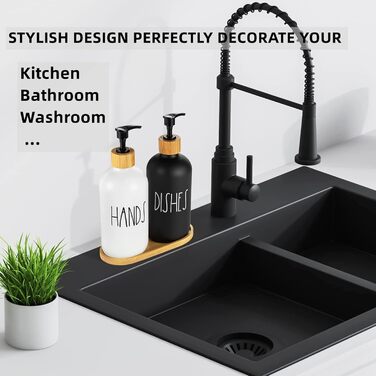 Скляний дозатор для мила, дозатор для мила BIKALAN 475 мл чорно-білий набір для ванної кімнати з піддоном, дозатор для мила для ру