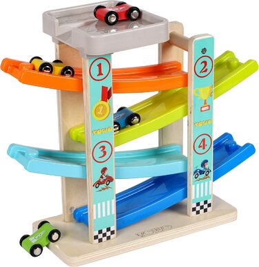 Дерев&39яний мармуровий паркувальний гараж TOWO - з 4 дерев&39яними автомобілями та місцем для паркування на даху - дерев&39яна іг