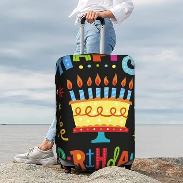 Чохол для валізи Щасливого Дня Народження, великий розмір, захисний, міцний, підходить для валіз розміром 45.7 - 81.3 см, XL, чорний