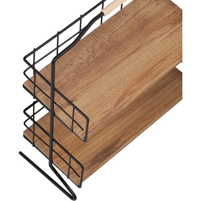 Настільна полиця Sallingsund Кухонна полиця з 2 полицями для зберігання спецій 41,5 x 32 x 15 см Кухонний органайзер Чорний/Колір дерева