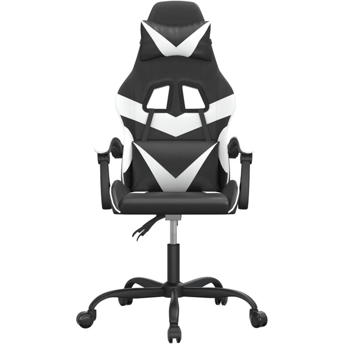 Поворотне ігрове крісло, чорно-біле, штучна шкіра, модель 349548