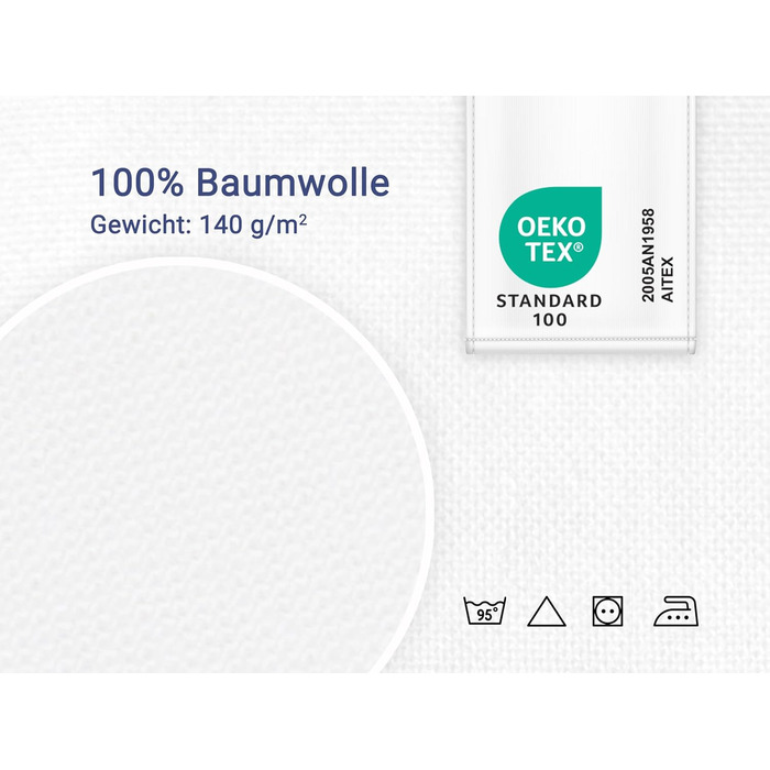 Льняна простирадла або ковдра ZOLLNER на літо - Виготовлена з чистої бавовни - 290x300 см Біла - Без гумки - Готельна якість Біла 290 x 300 см