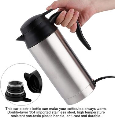 Автомобільний електричний чайник з підігрівом сталева пляшка кружка 12В 750мл з нержавіючої сталі