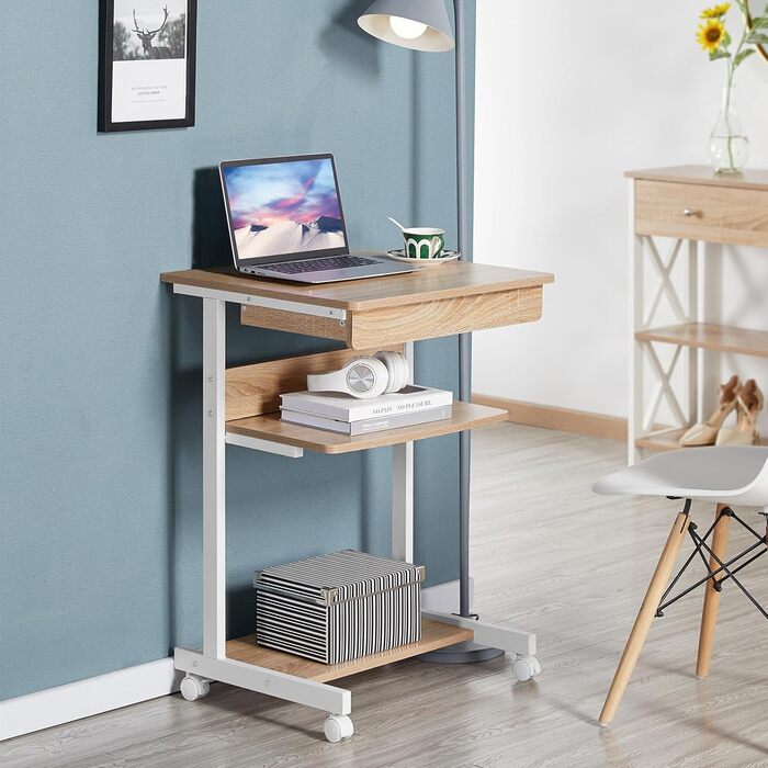 Комп&39ютерний стіл Yaheetech, офісні меблі, ПК-стіл, офісний стіл, робочий стіл з дерева та сталі з полицею та шухлядою, 79 x 56 x 51 см, дуб