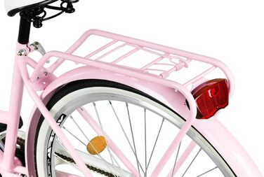 Дюймовий рожевий комфортний велосипед з однією швидкістю, кошиком та заднім багажником, голландський велосипед, жіночий велосипед, міський велосипед, ретро, вінтаж, 28-