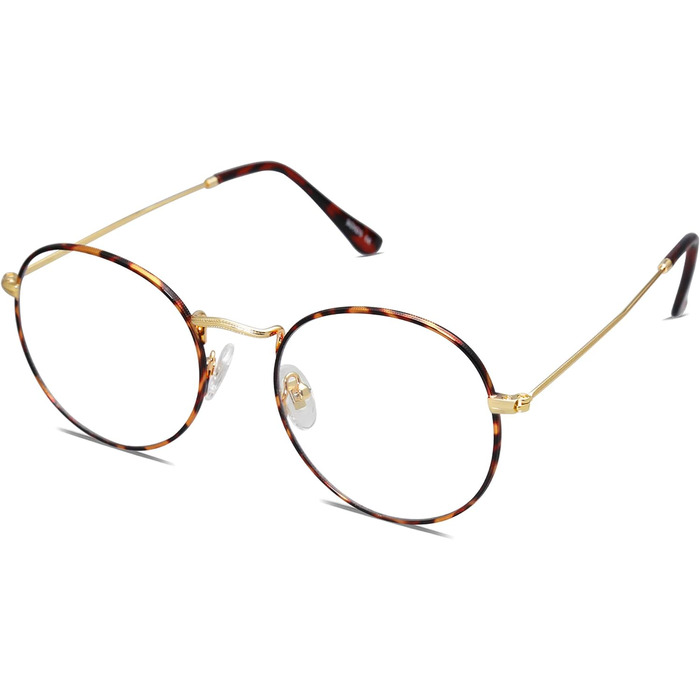 Окуляри SOJOS Retro SJ5024 круглі з леопардовою оправою та фільтром синього світла