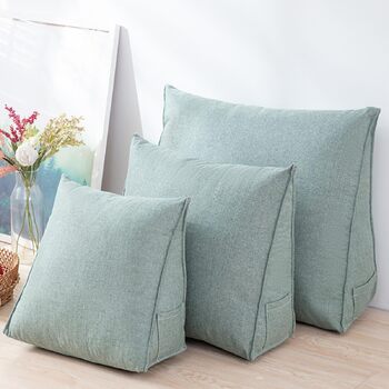 Універсальна подушка для спини 40 см/47 см/60 см Ергономічна клиноподібна подушка для ліжка/дивана, подушка для поперекової підтримки, трикутна подушка для читання, пляжна подушка зі знімним чохлом, який можна прати, бічна кишеня, зелена, 47x40x18 см 47x4