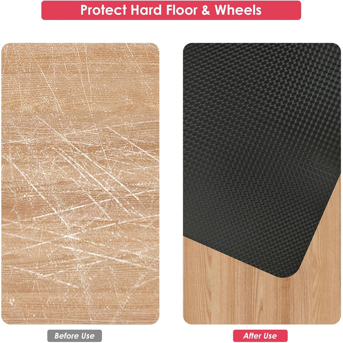 Захисний килимок для підлоги Vicwe для офісних стільців, 90 x 120 см, килимок для ігрового офісного стільця, нековзний та легкий у догляді, килимок для дерев&39яних підлог, ламінату, паркету (чорний)