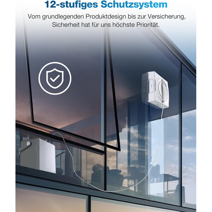 Робот для миття вікон з багатофункціональною станцією 6 в 1, вбудованим акумулятором 4500 мАг, режимом очищення країв, технологією