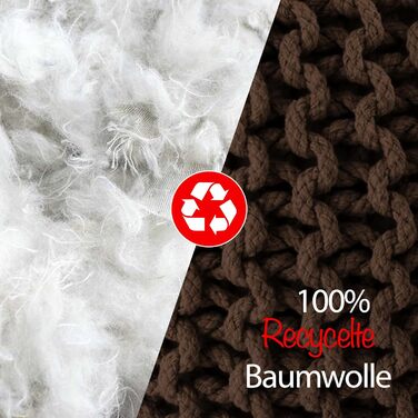 В&39язаний пуф ручної роботи Ø 55 см або Ø 45 см Подушка на підлогу, подушка на крісло, пуф для ніг, крісло-мішок - з елегантним виглядом об&39ємної в&39язки - внутрішнє оздоблення (коричневий, Ø 45 см) Коричневий Ø 45 см