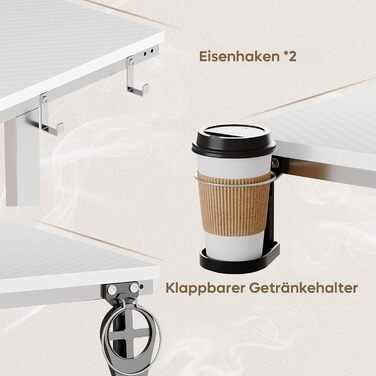 Комп&39ютерний стіл Bestier Small Gaming Desk 106,6 см зі світлодіодною підсвіткою та підставкою для монітора, ігрова робоча станція з підсклянником та гачком для гарнітури для домашнього офісу, спальні, невеликих кімнат, білого кольору