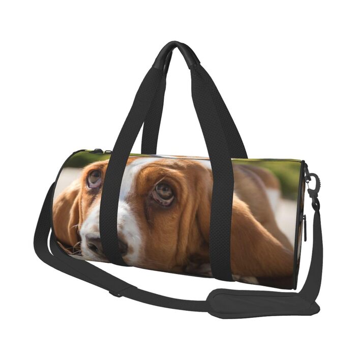 Спортивна сумка для подорожей, принт Бассет-гаунд, Чорна, Універсальний розмір, Дорожня сумка